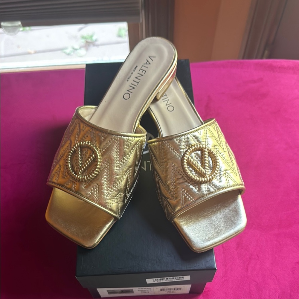 Valentino Gold Sandals with Metallic Finish